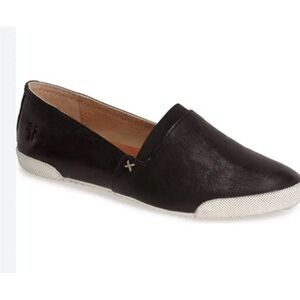 Frye Melanie Black Leather Slip On Flats Size 11 New